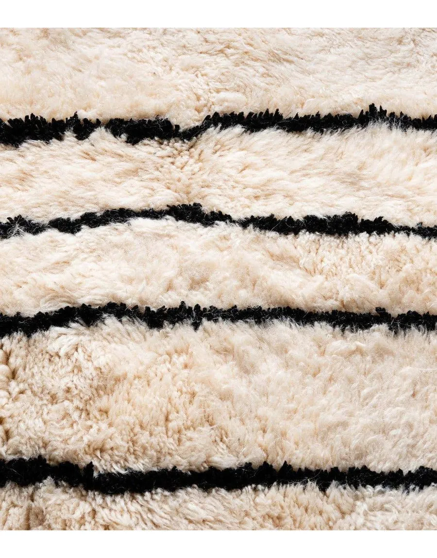 Authentic Moroccan Wool Black and White Beni Mrirt Rug