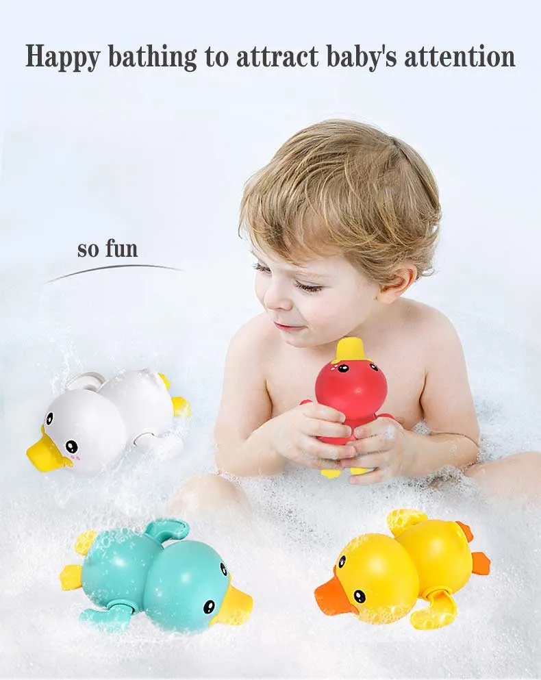 Bathroom Bath Shower Baby Clockwork Swimming Children Play Water Cute Little Yellow Duck Bathing Bathtub Toys For Kid