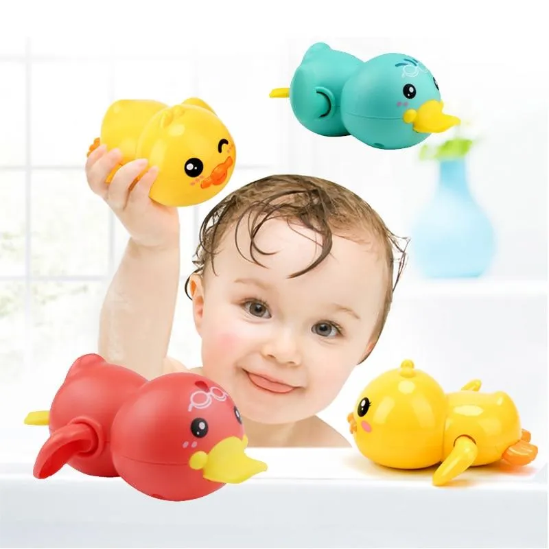 Bathroom Bath Shower Baby Clockwork Swimming Children Play Water Cute Little Yellow Duck Bathing Bathtub Toys For Kid