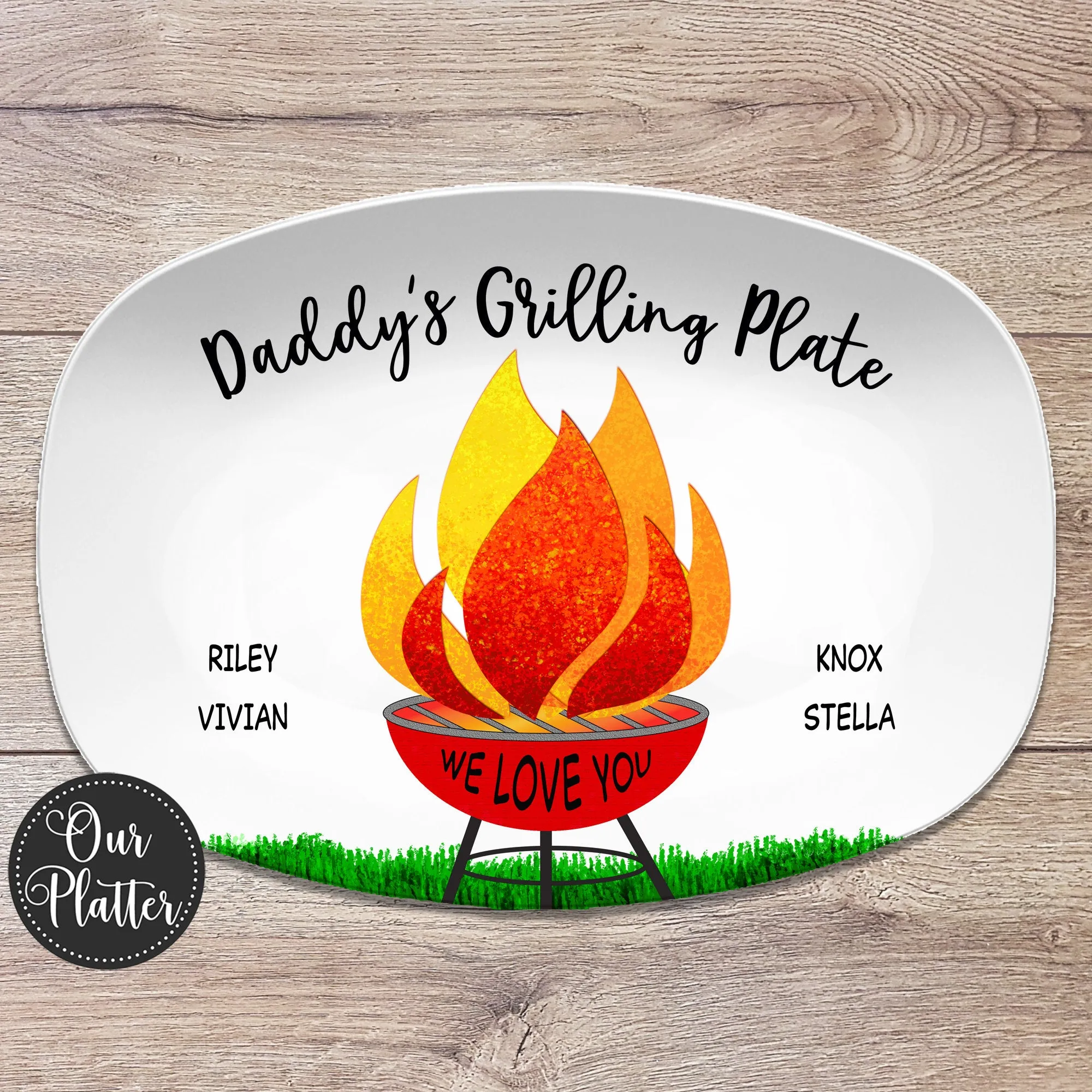 BBQ Grilling Personalized Platter - Daddy's Grilling Plate for Valentine