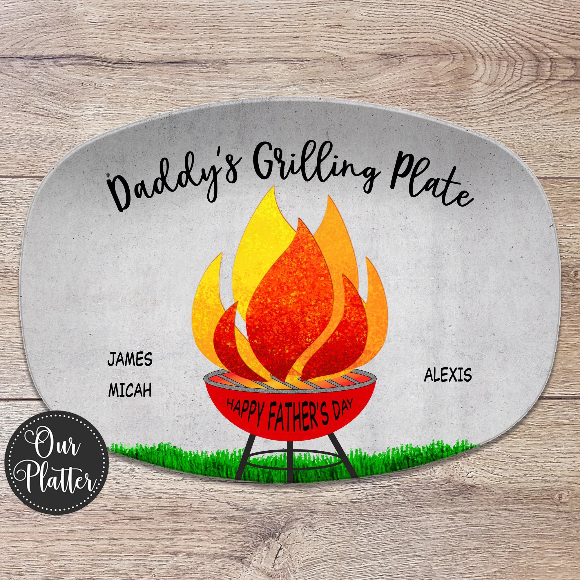 BBQ Grilling Personalized Platter - Daddy's Grilling Plate for Valentine