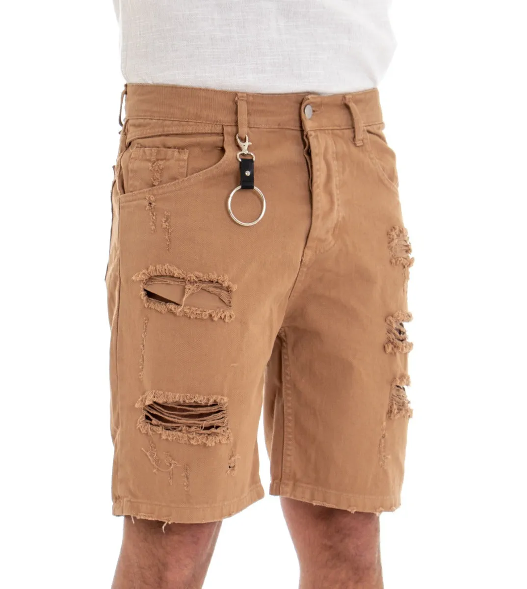 Bermuda Pantaloncino Uomo Rotture Camel Cinque Tasche GIOSAL-PC1326A