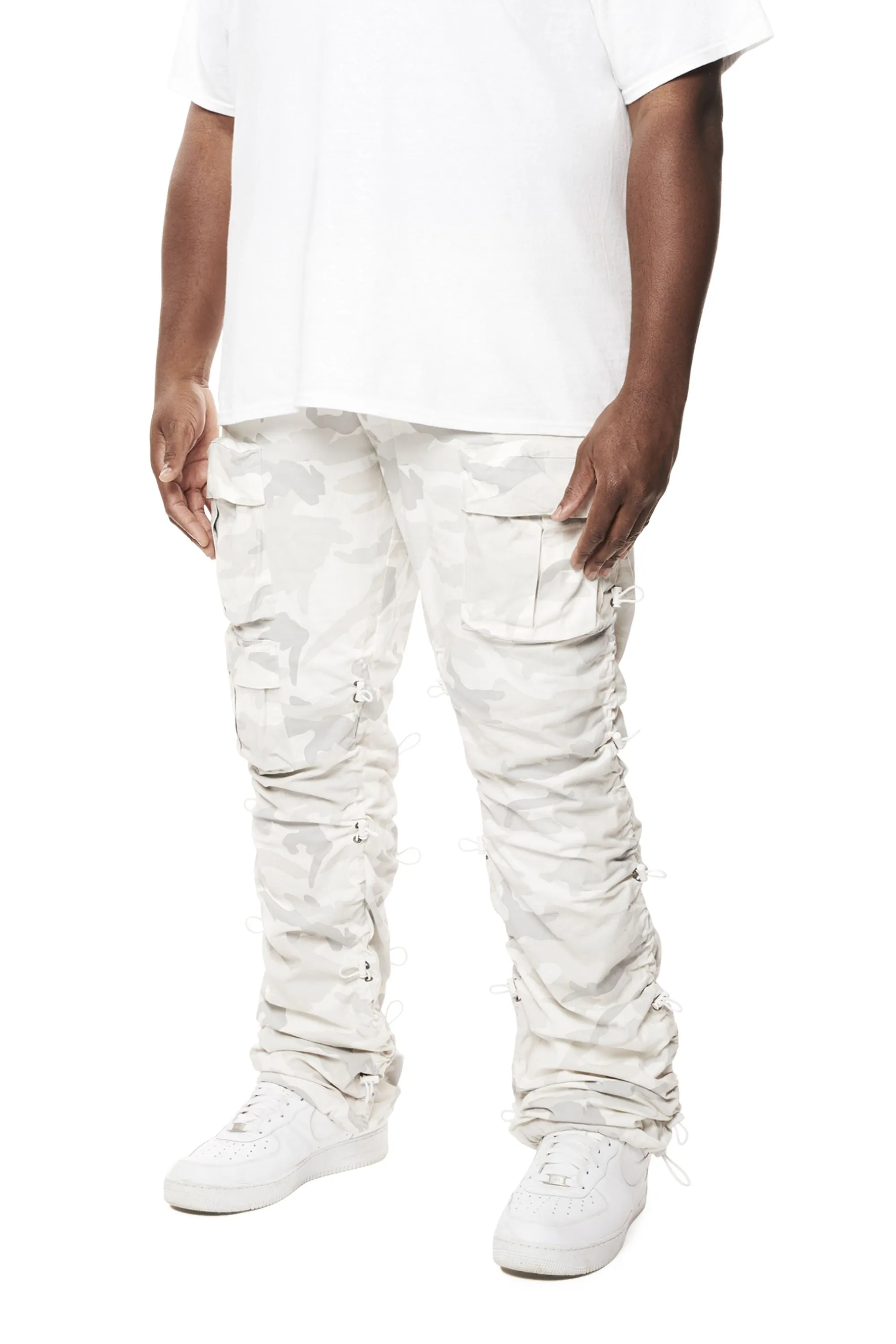 Big and Tall - Utility Bungee Twill Pants - White Camo