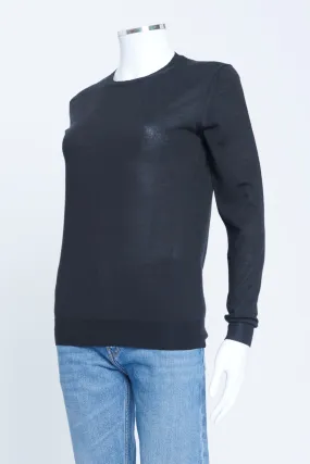 Black Lightweight Wool Round Neck Preowned Jumper