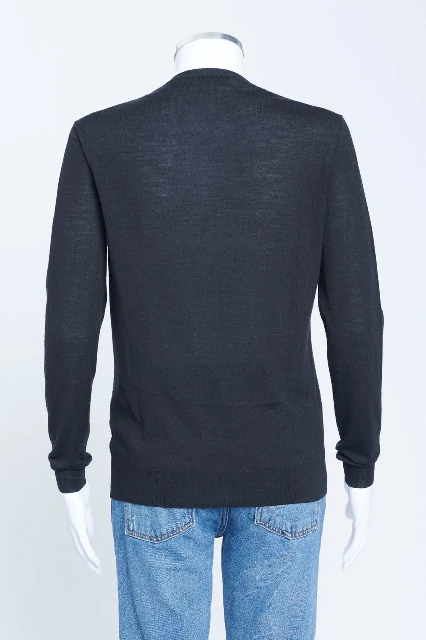 Black Lightweight Wool Round Neck Preowned Jumper