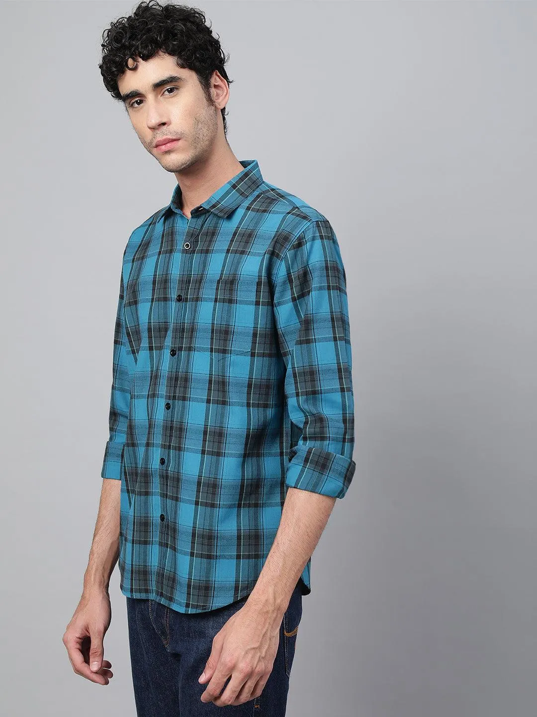 Blue Checks Printed Shirt