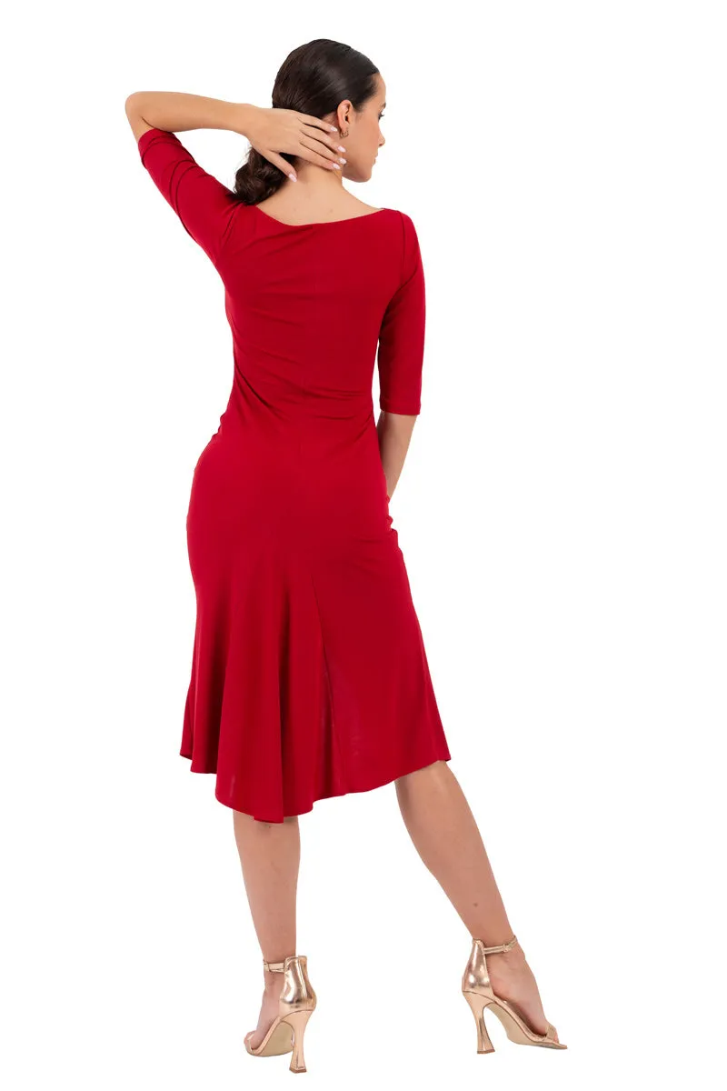 Bodycon Dance Dress With Front Ruffles And Gatherings