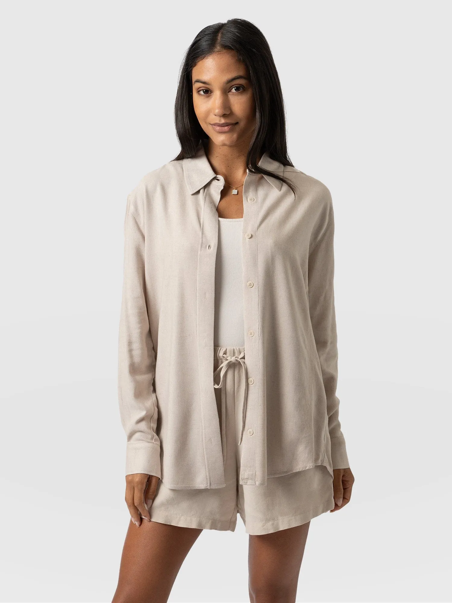 Boyfriend Shirt - Oatmeal Linen