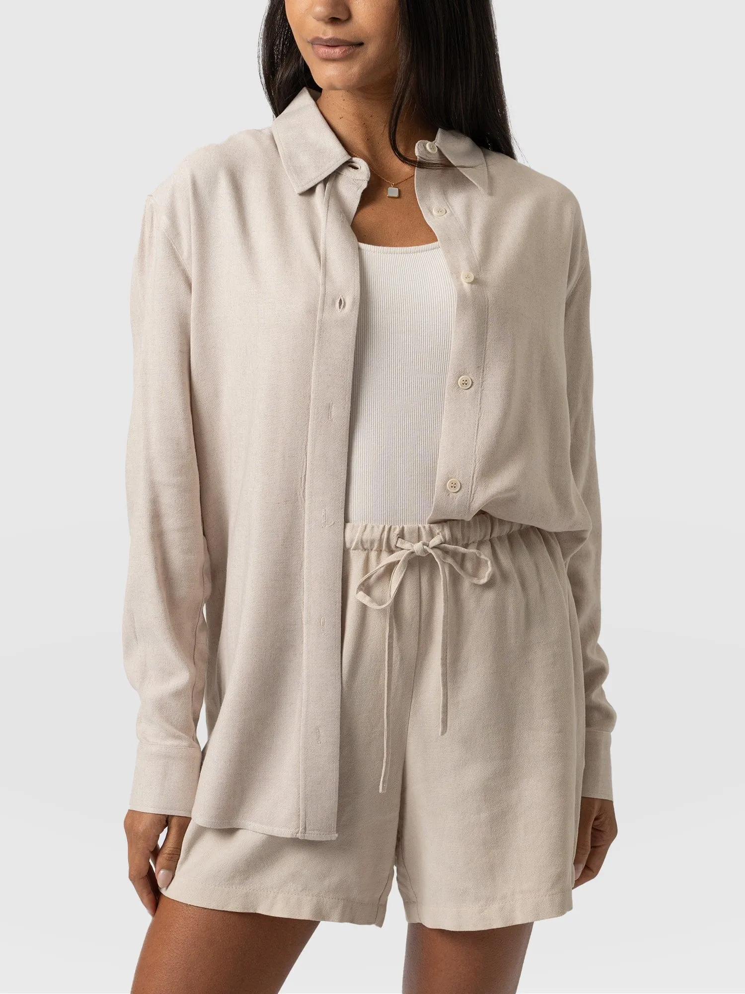 Boyfriend Shirt - Oatmeal Linen