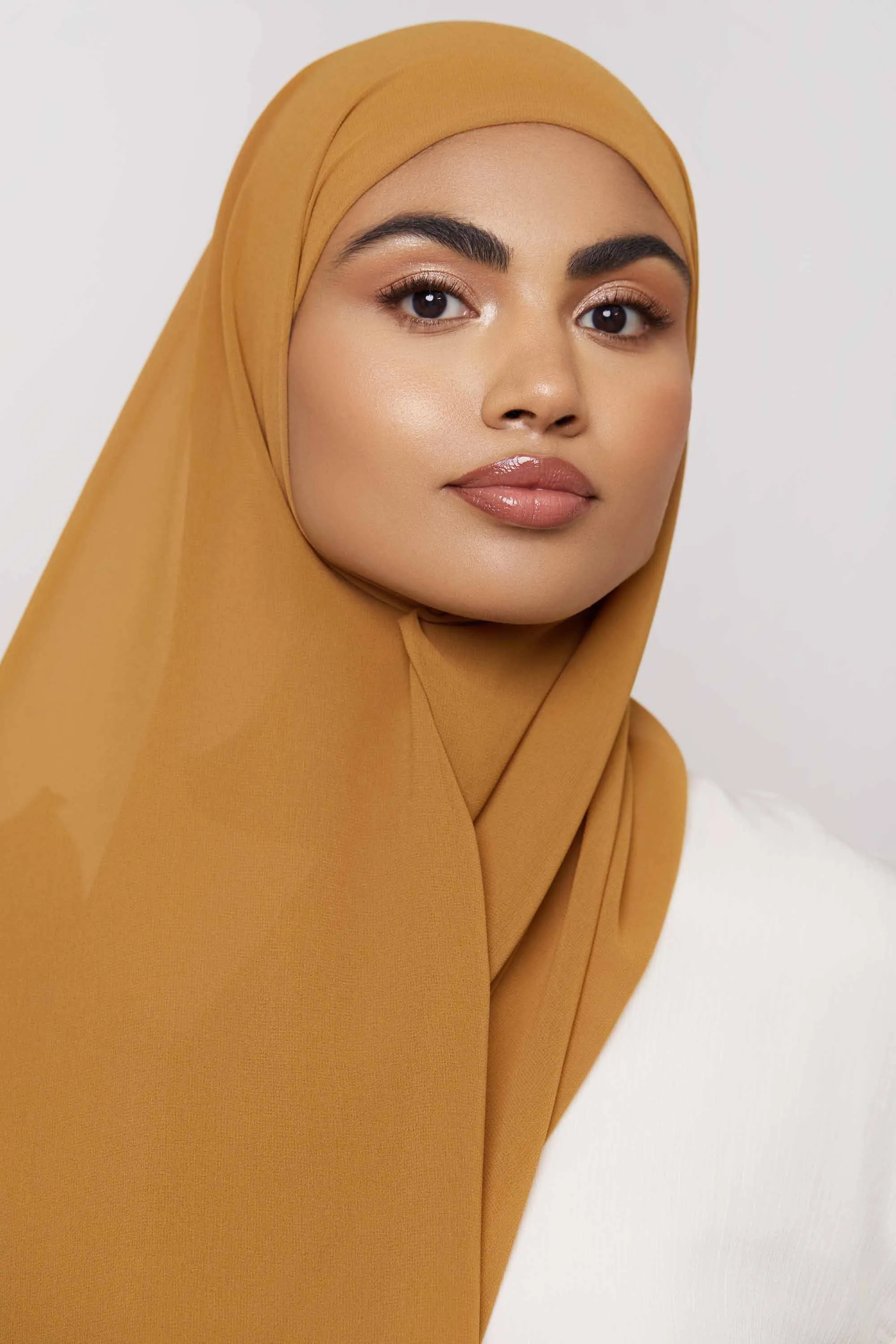 Chiffon Organza Trim Hijab - Brown Sugar