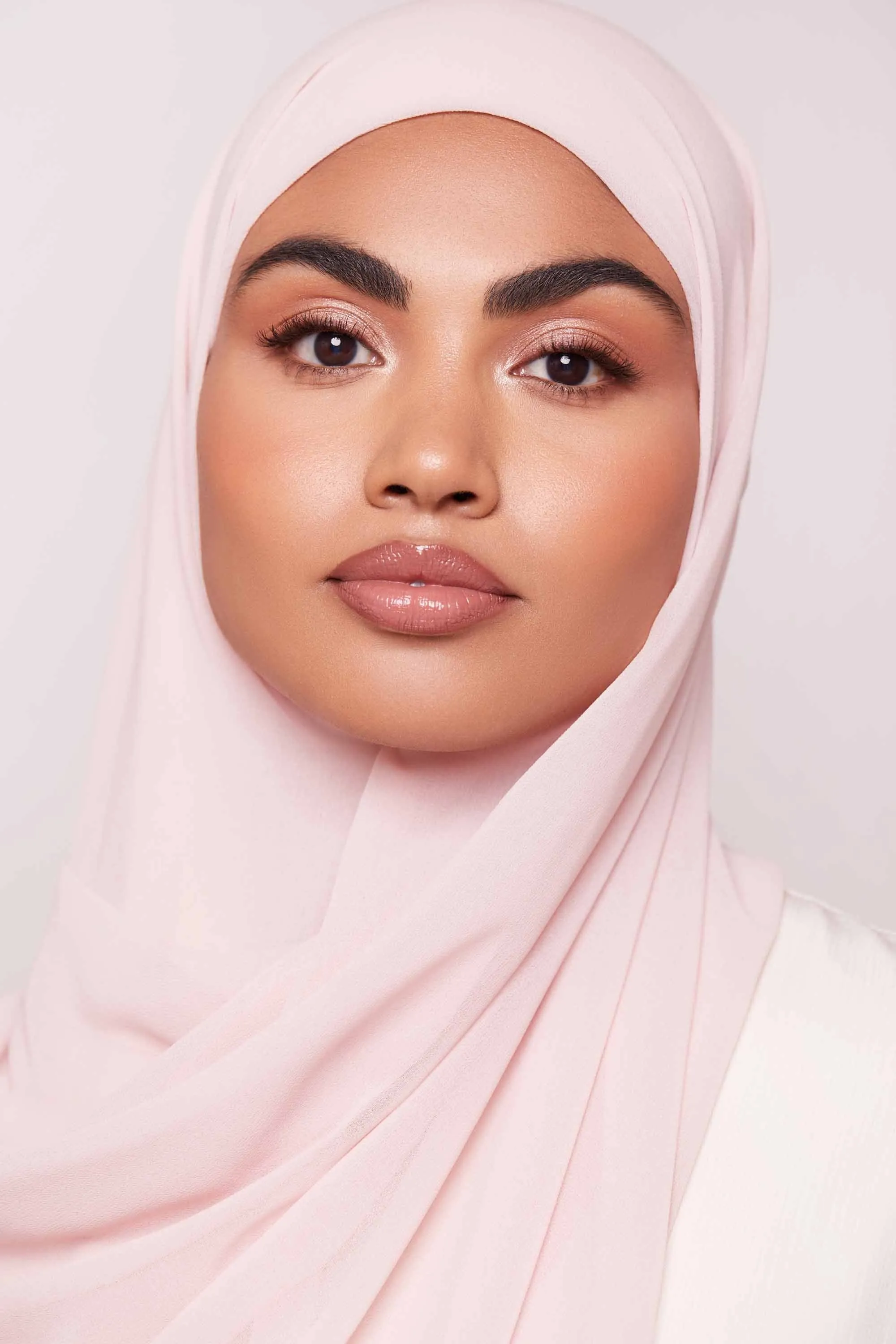 Chiffon Organza Trim Hijab - Sepia Rose