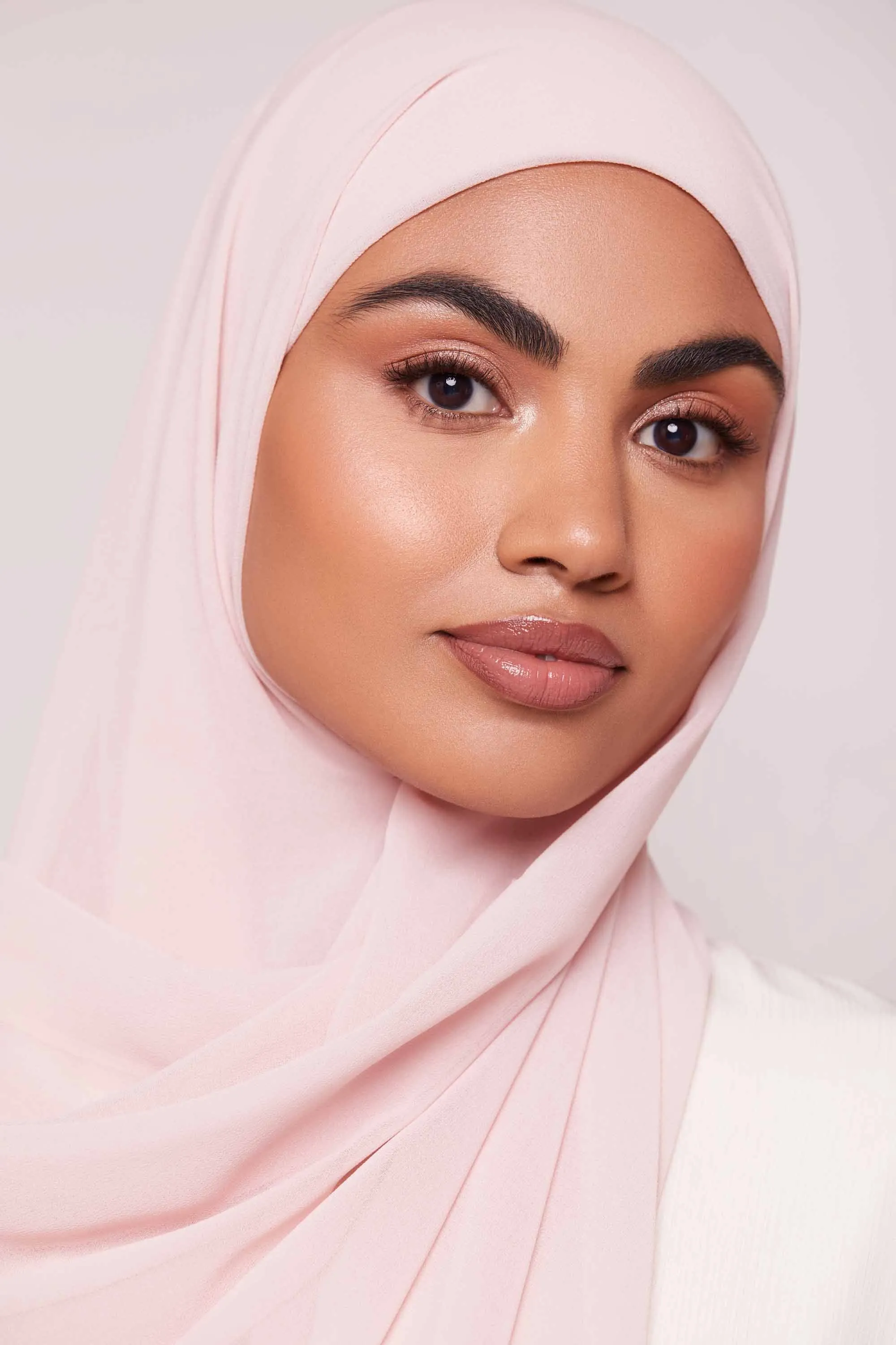 Chiffon Organza Trim Hijab - Sepia Rose