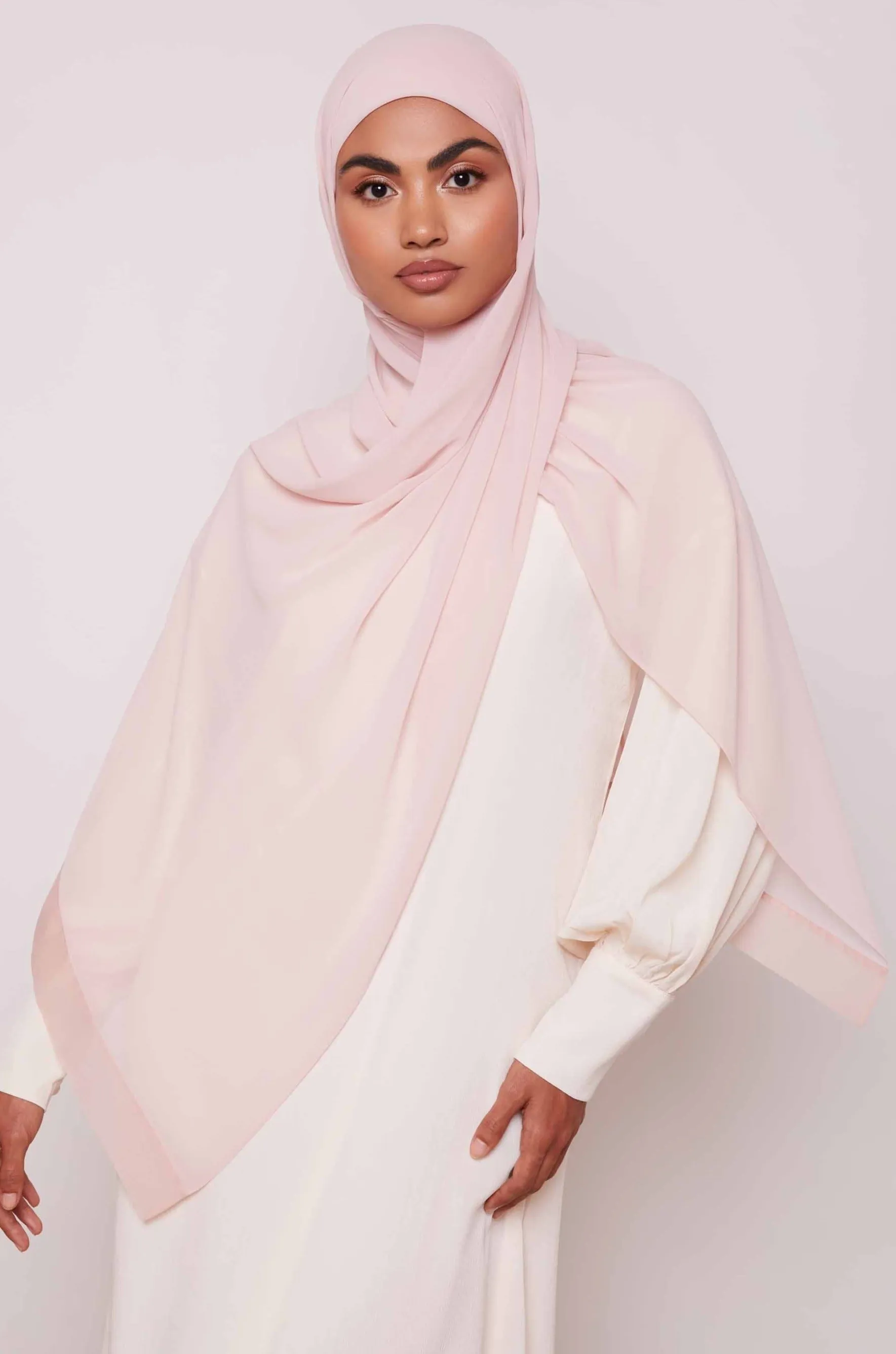 Chiffon Organza Trim Hijab - Sepia Rose