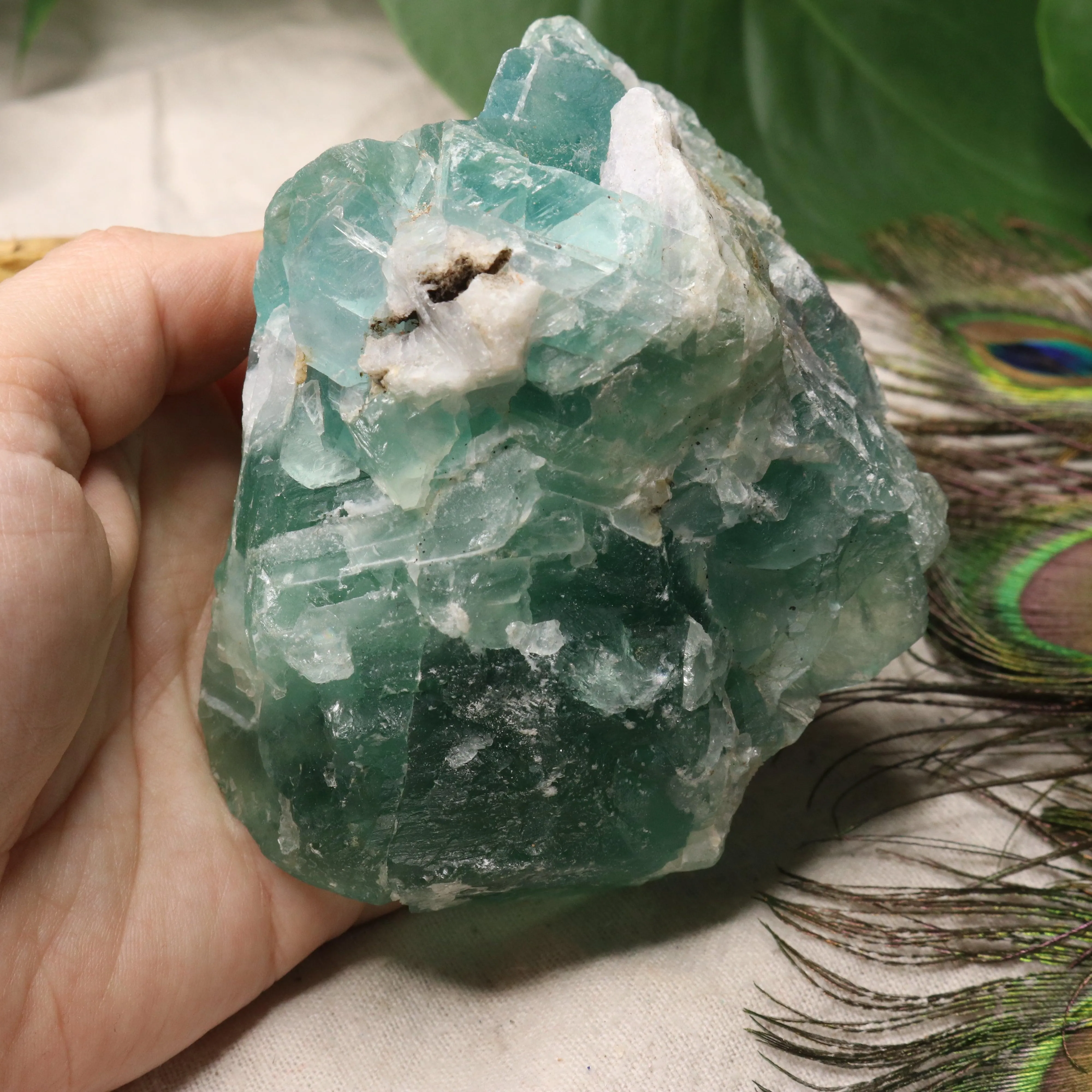 Chunky Top Grade Rough Rainbow Green Fluorite Specimen from Mexico