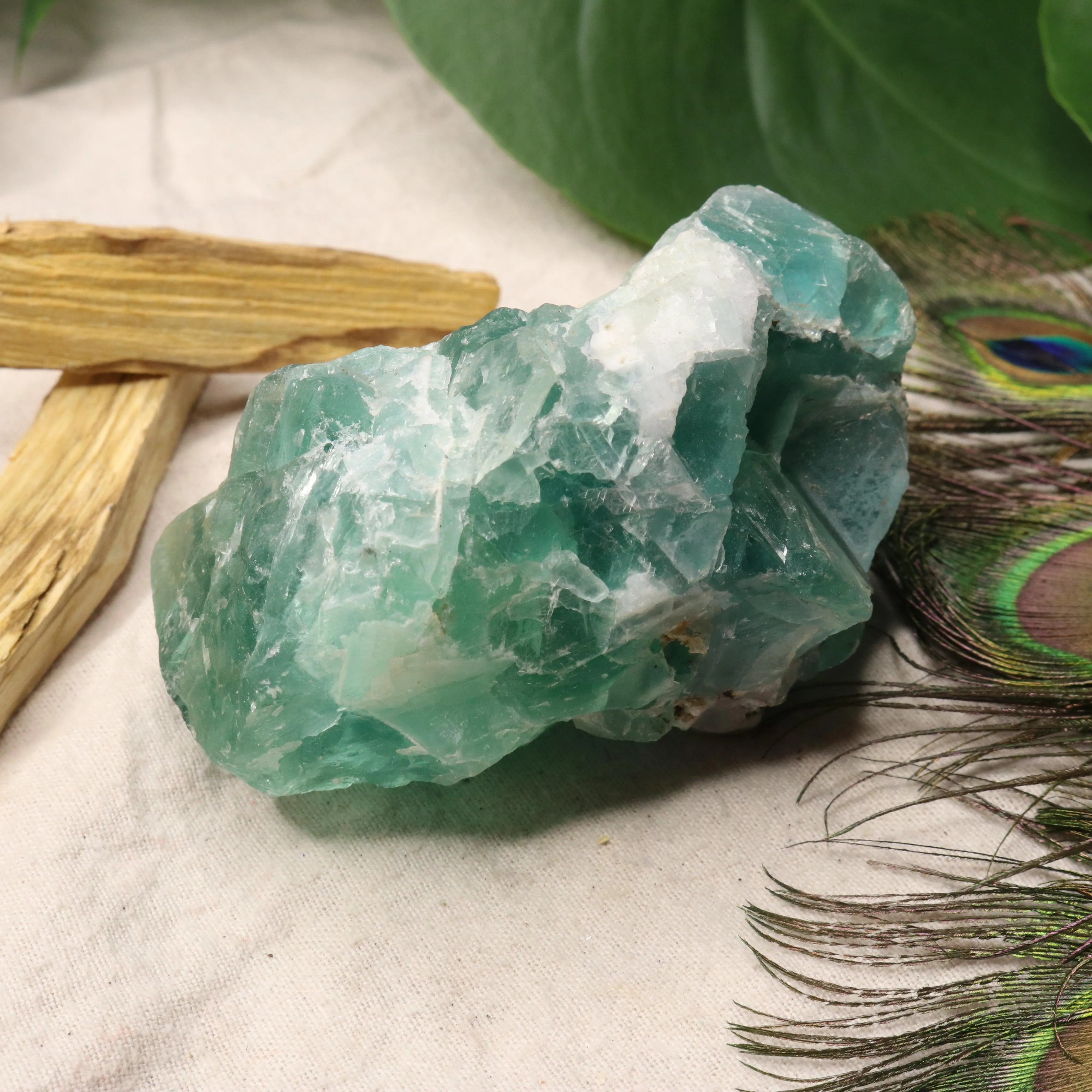 Chunky Top Grade Rough Rainbow Green Fluorite Specimen from Mexico