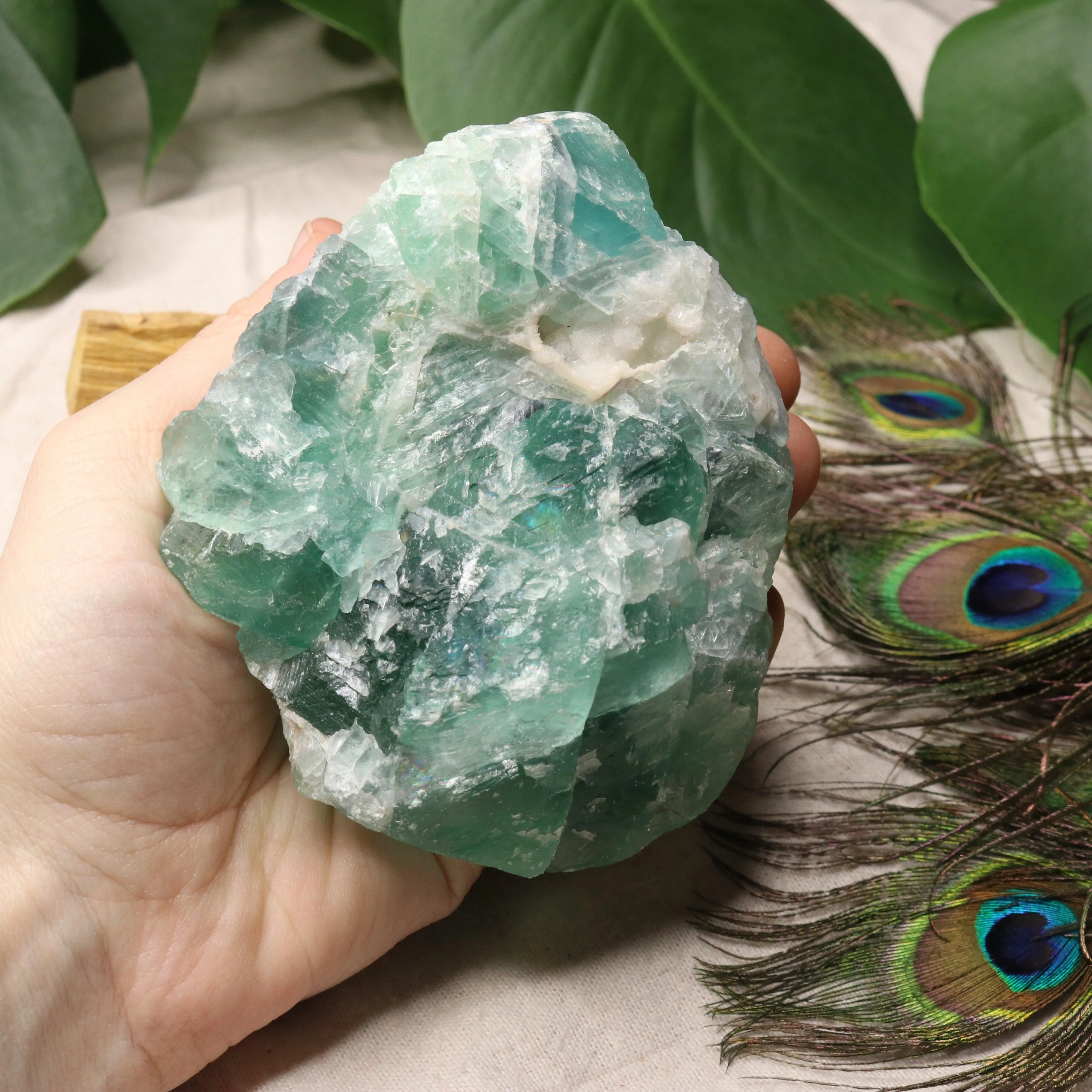 Chunky Top Grade Rough Rainbow Green Fluorite Specimen from Mexico