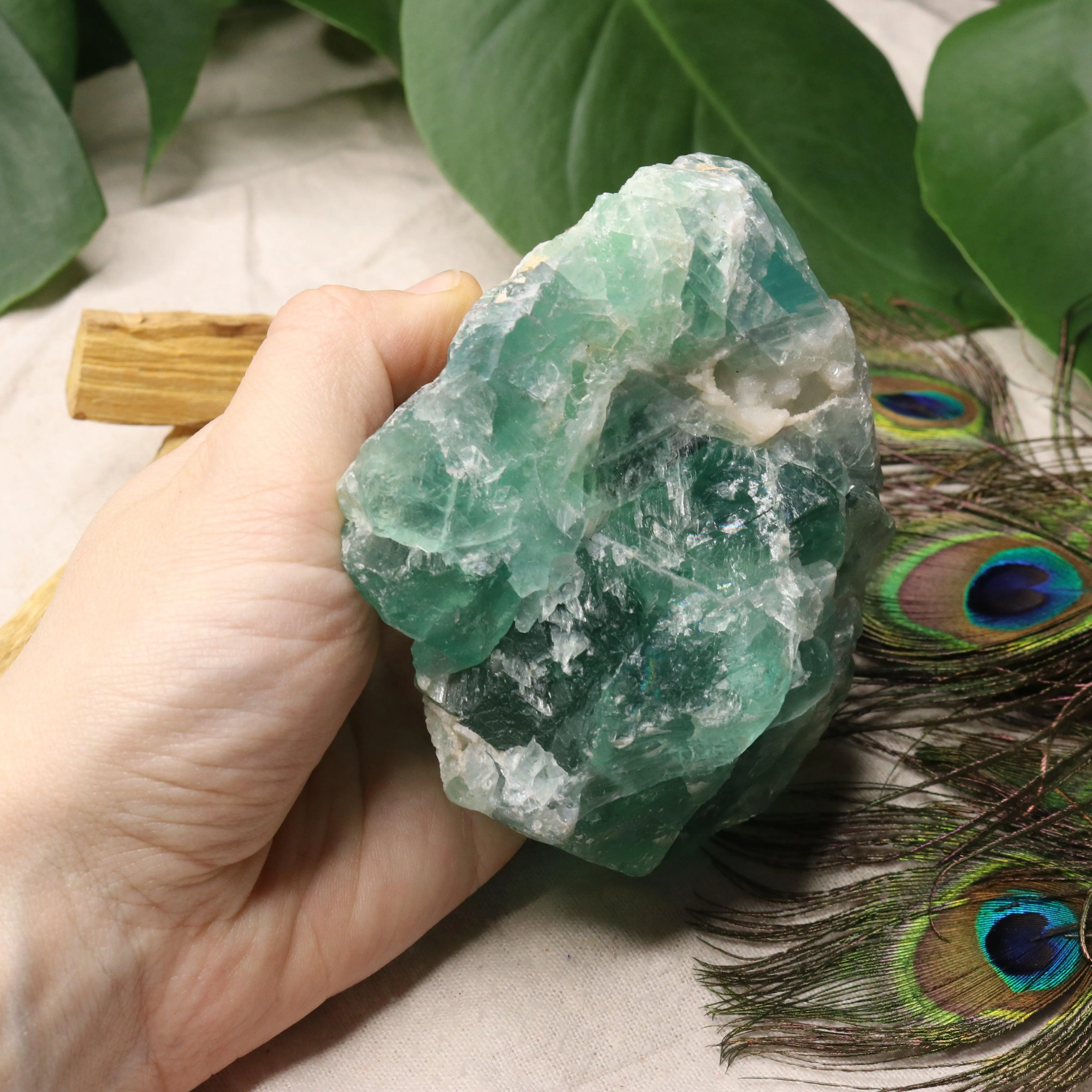 Chunky Top Grade Rough Rainbow Green Fluorite Specimen from Mexico