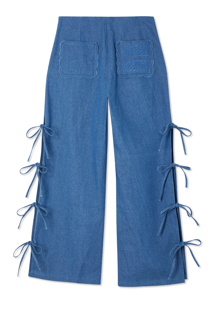 Denim Tie Side Trousers