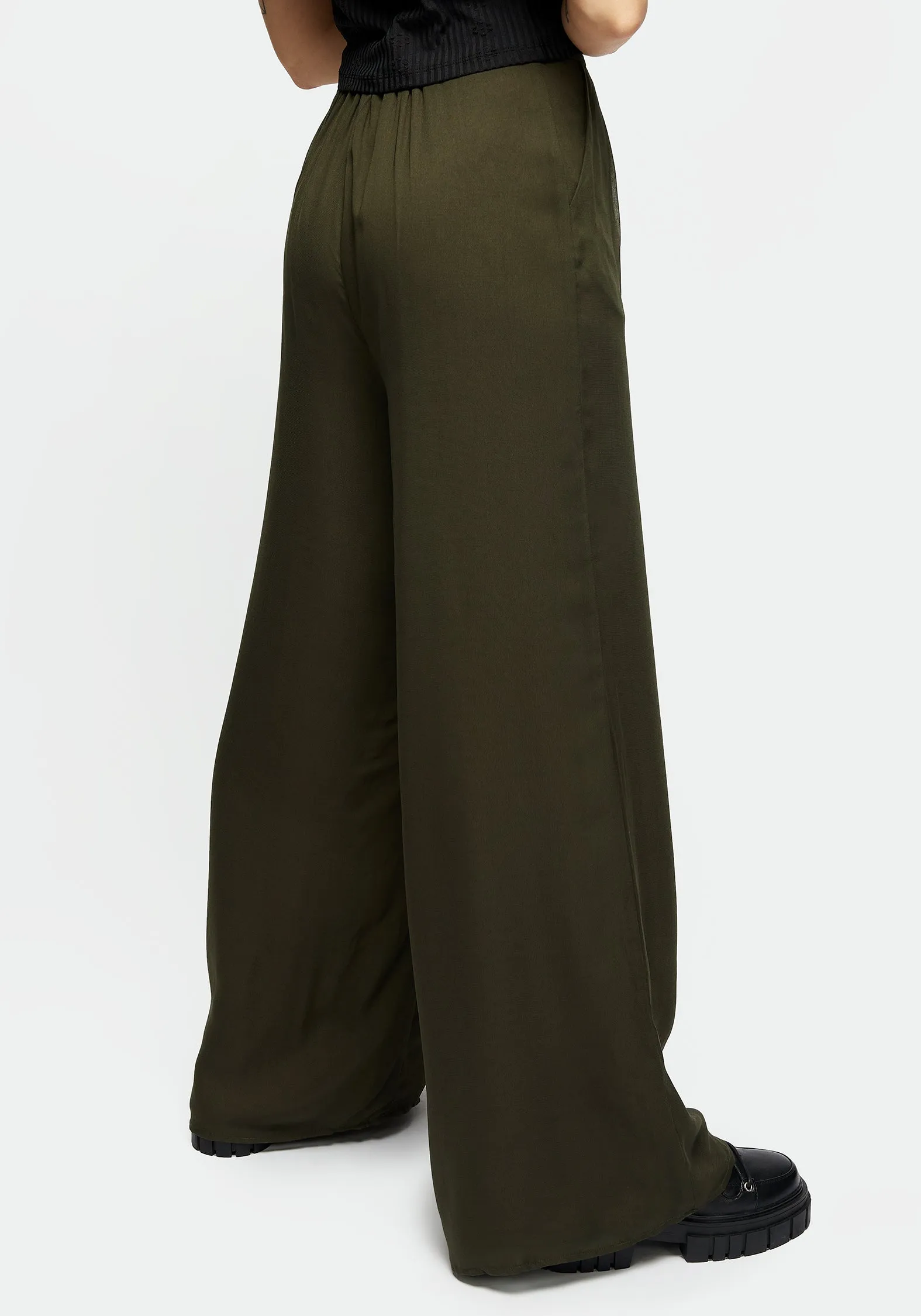 Descensum Wide Leg Green Trousers