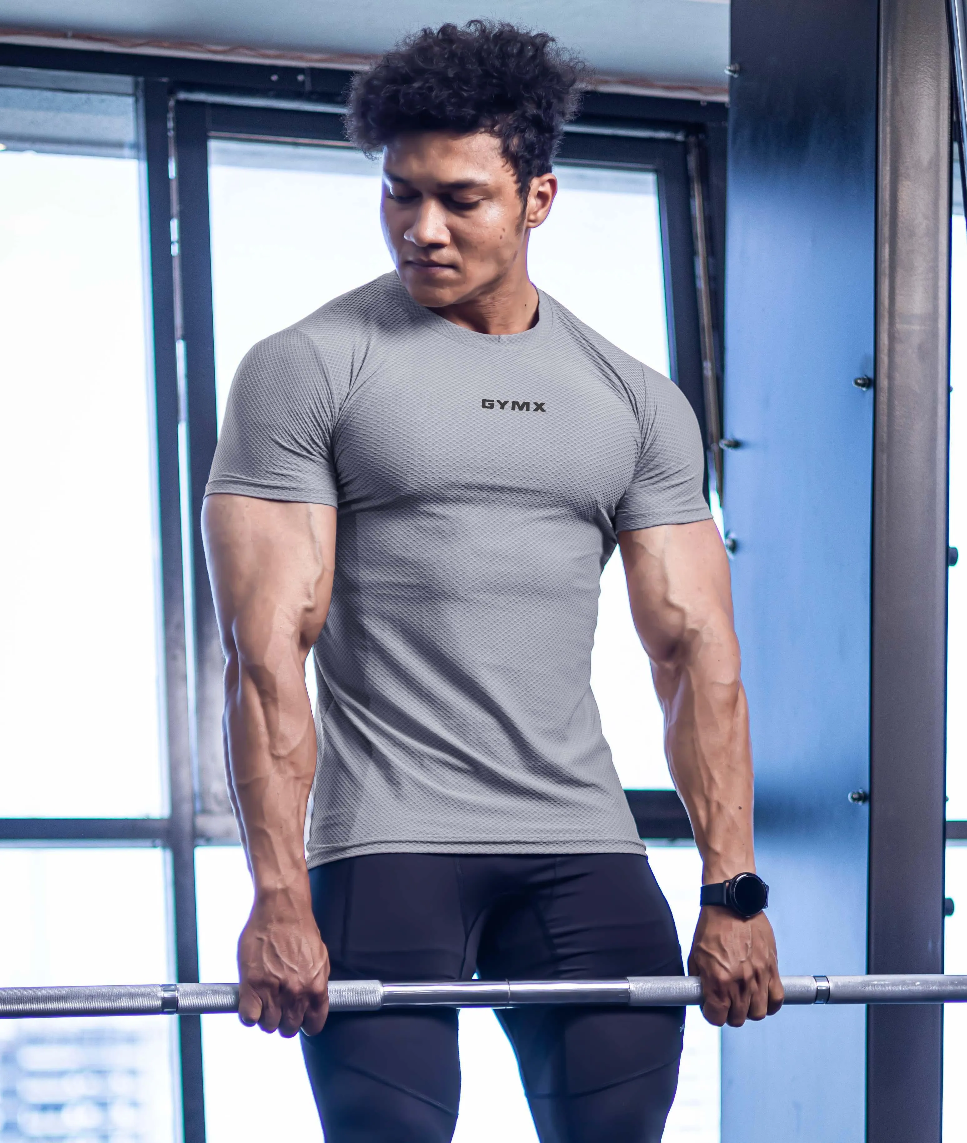 Diamond Cut GymX Tee: Heather Grey