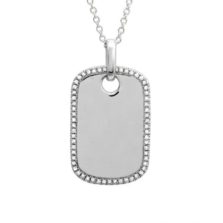 DogTag Nameplate with Border Diamonds Personalized Necklace