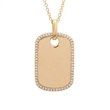 DogTag Nameplate with Border Diamonds Personalized Necklace