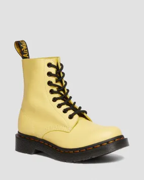 Dr Marten's Women's 1460 PASCAL BLACK EYELET LACE UP BOOTS (Lemon Yellow Virginia)