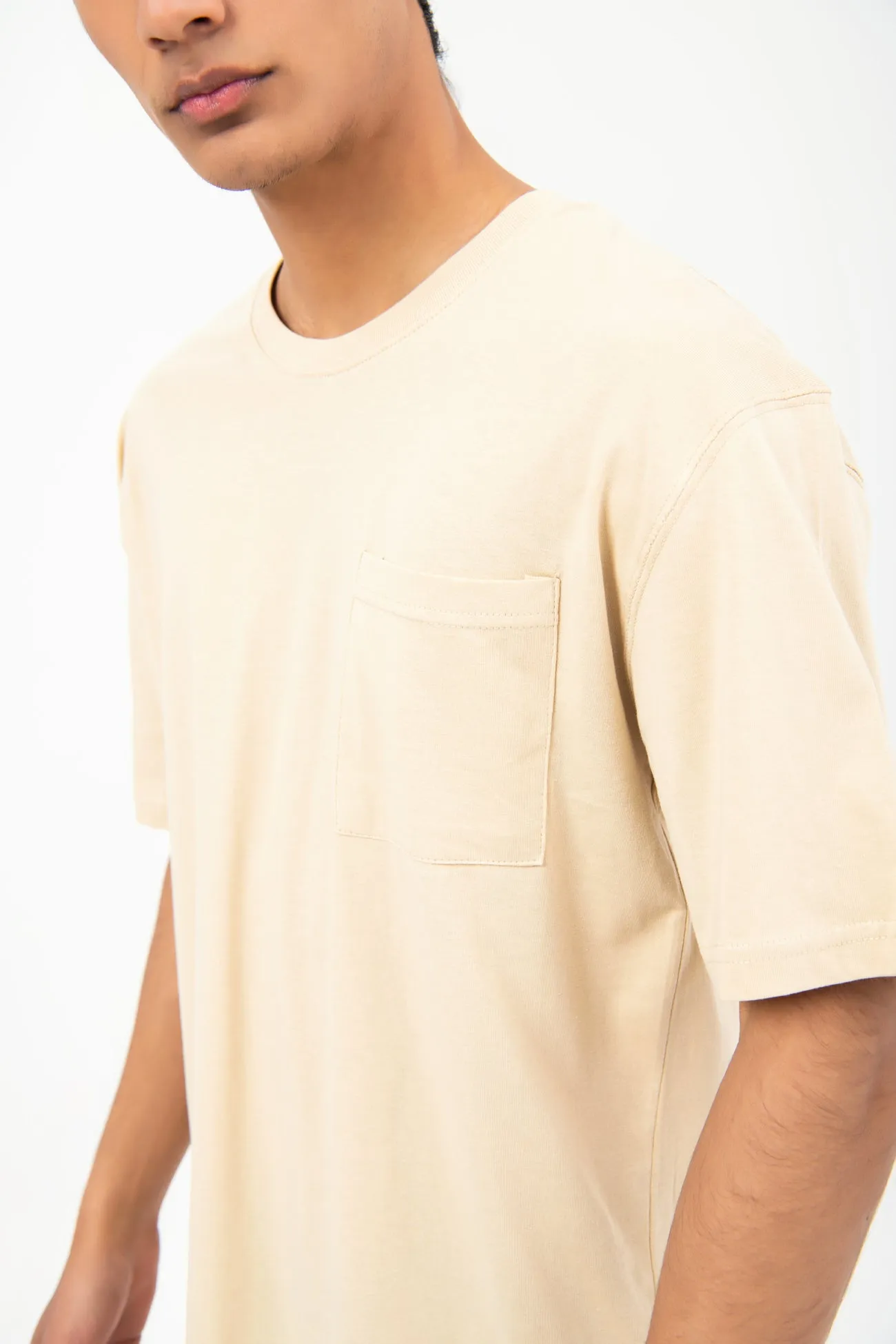 DROP SHOULDER T-SHIRT WITH PATCH POCKET