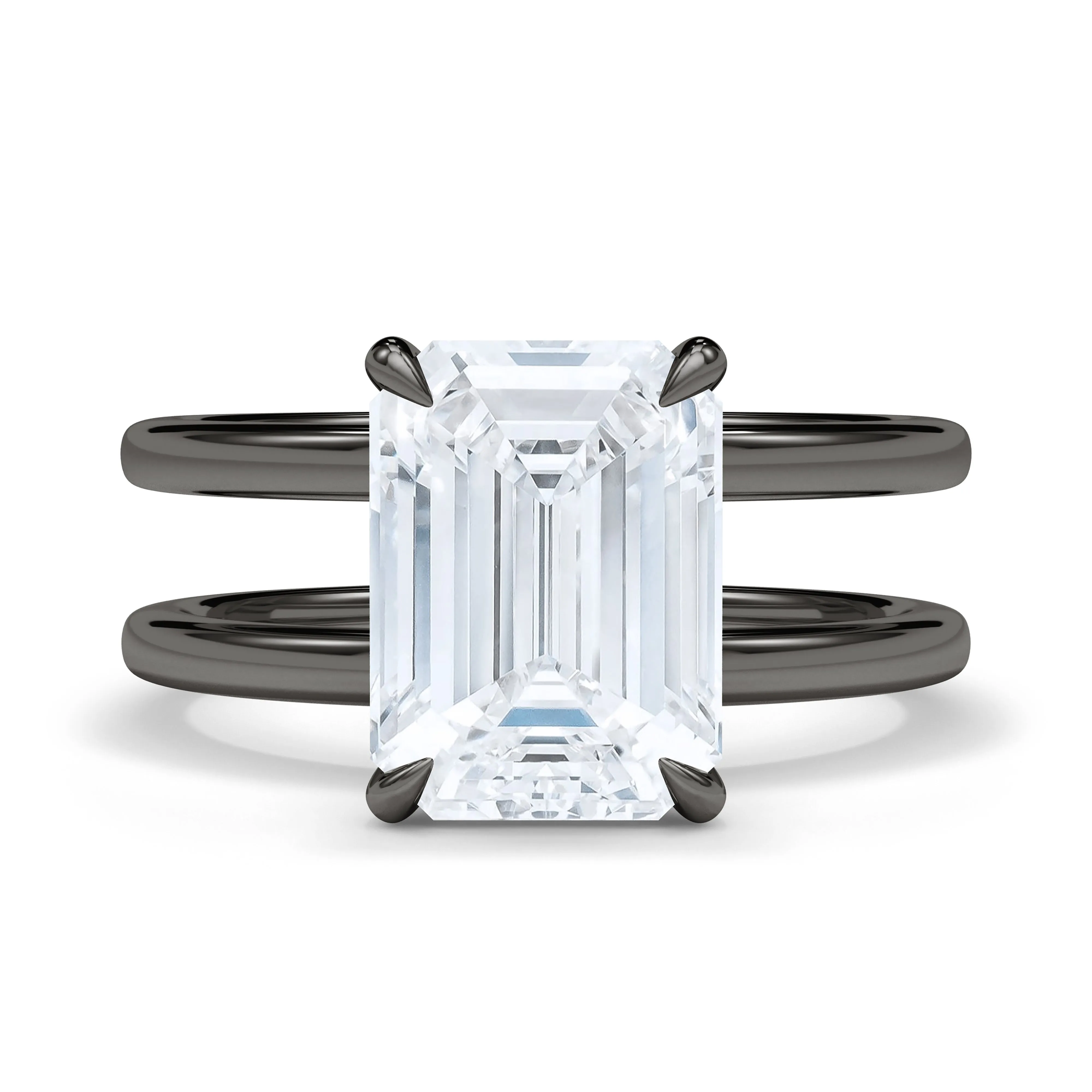 Emerald Cut Diamond Double Band Ring