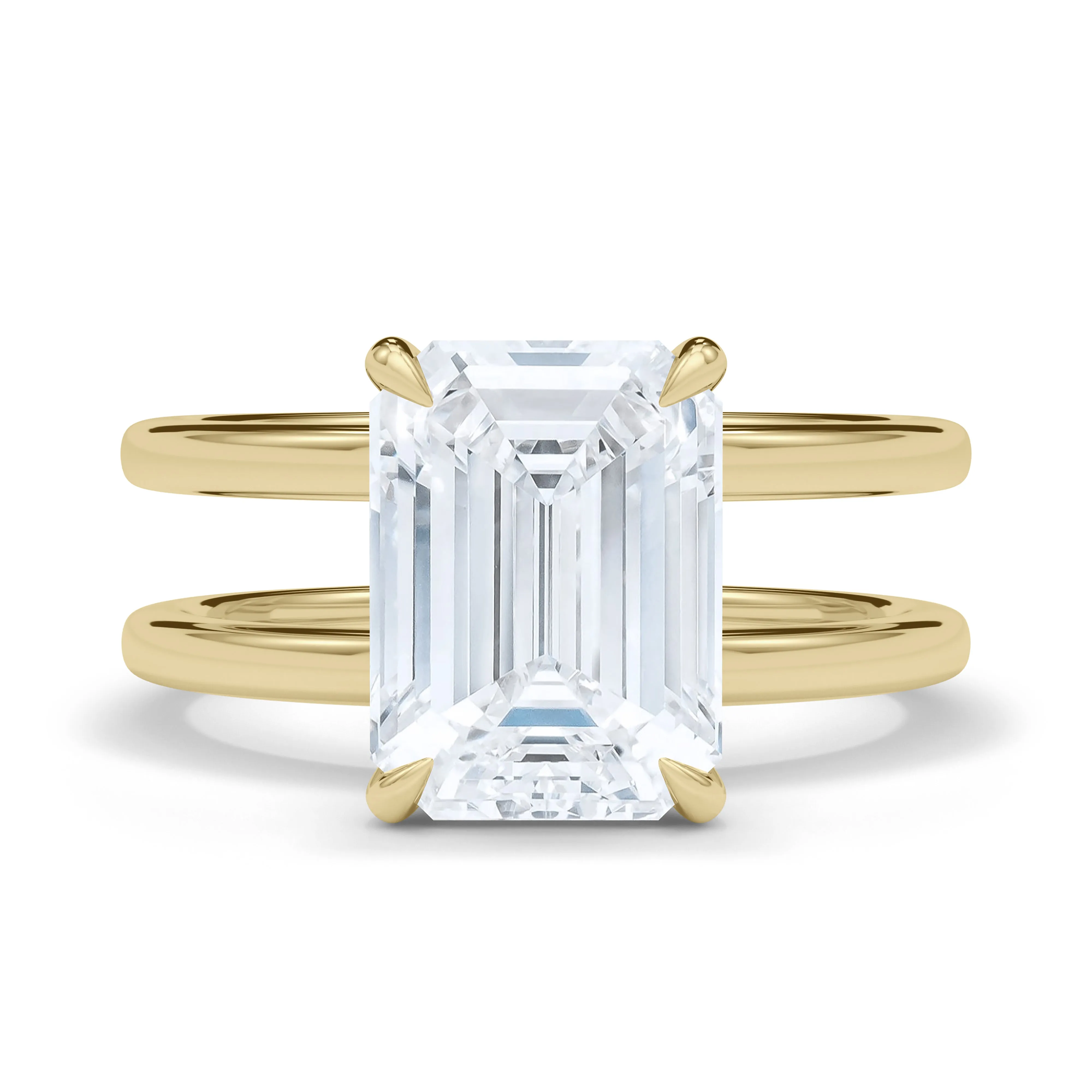 Emerald Cut Diamond Double Band Ring