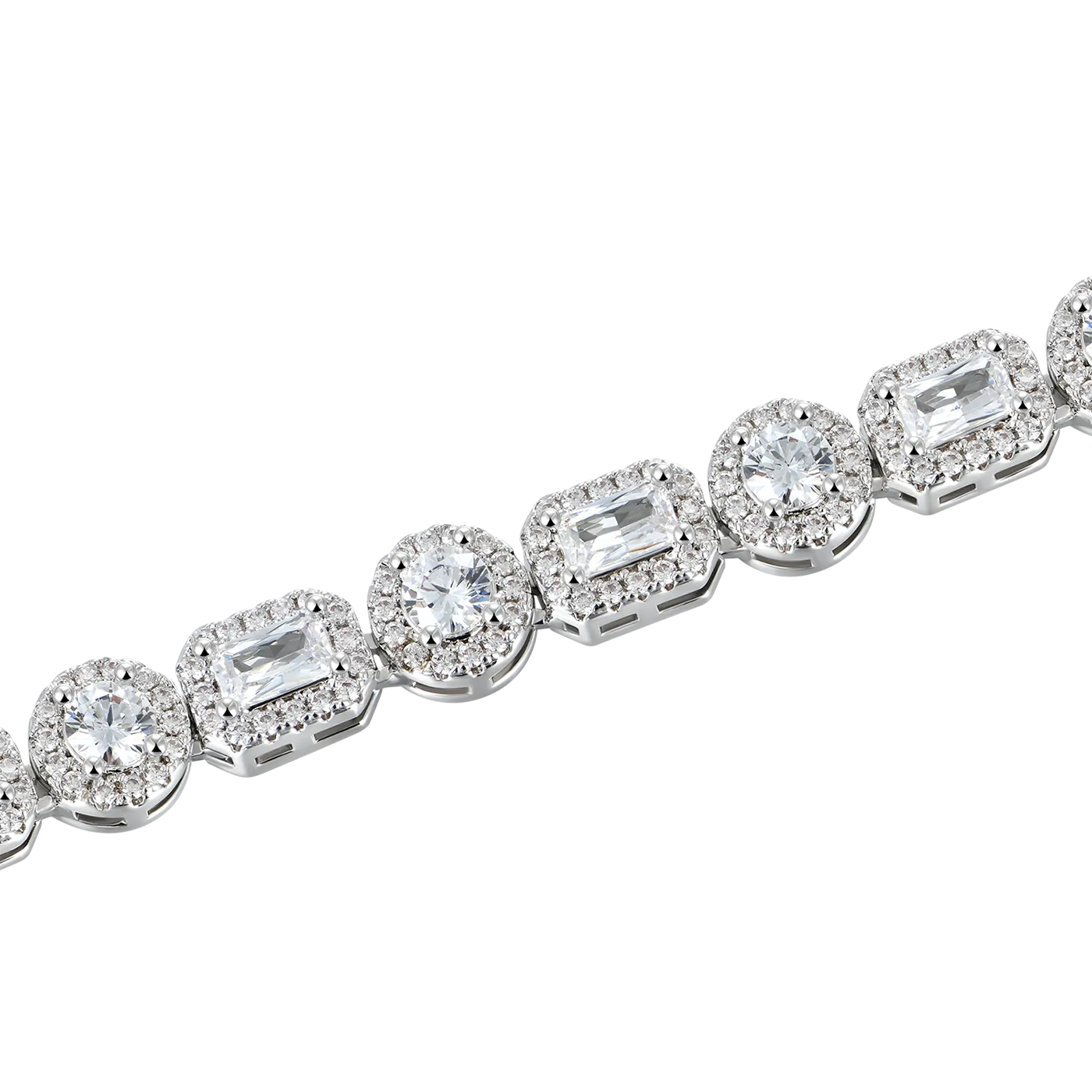 Emerald Cut Mix Clustered Tennis Bracelet - 7mm