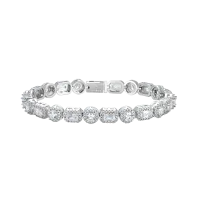 Emerald Cut Mix Clustered Tennis Bracelet - 7mm