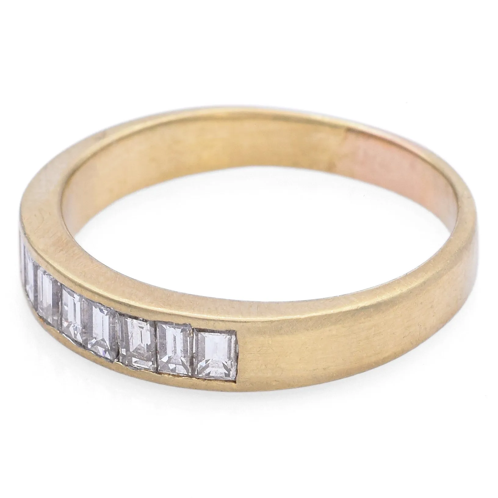 Estate 18K Yellow Gold 0.38 TCW Diamond Baguette Band Ring Size 7.5