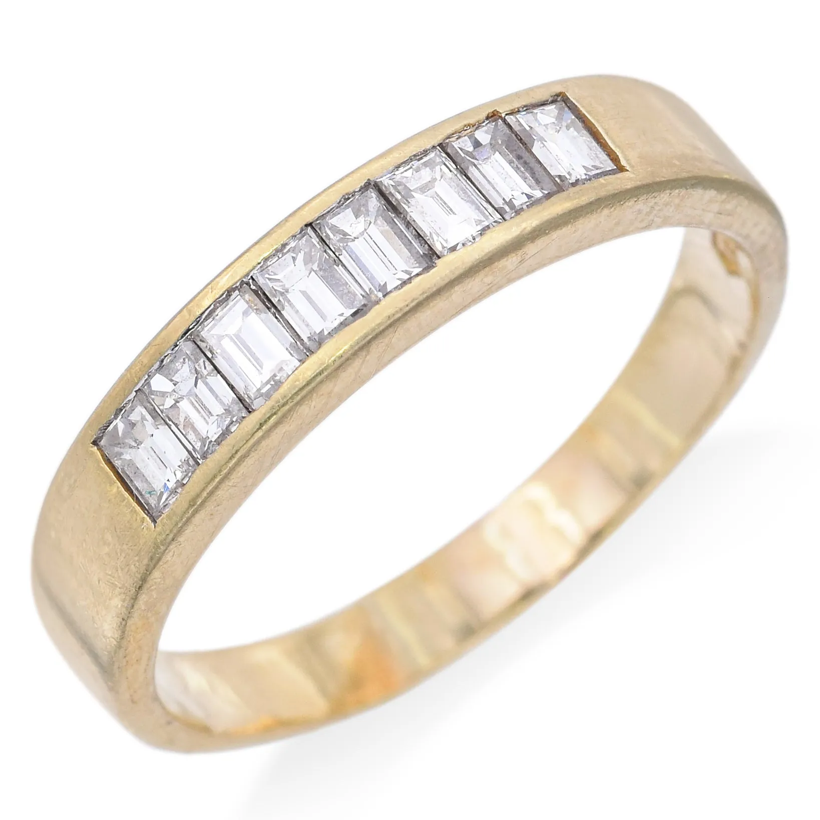 Estate 18K Yellow Gold 0.38 TCW Diamond Baguette Band Ring Size 7.5