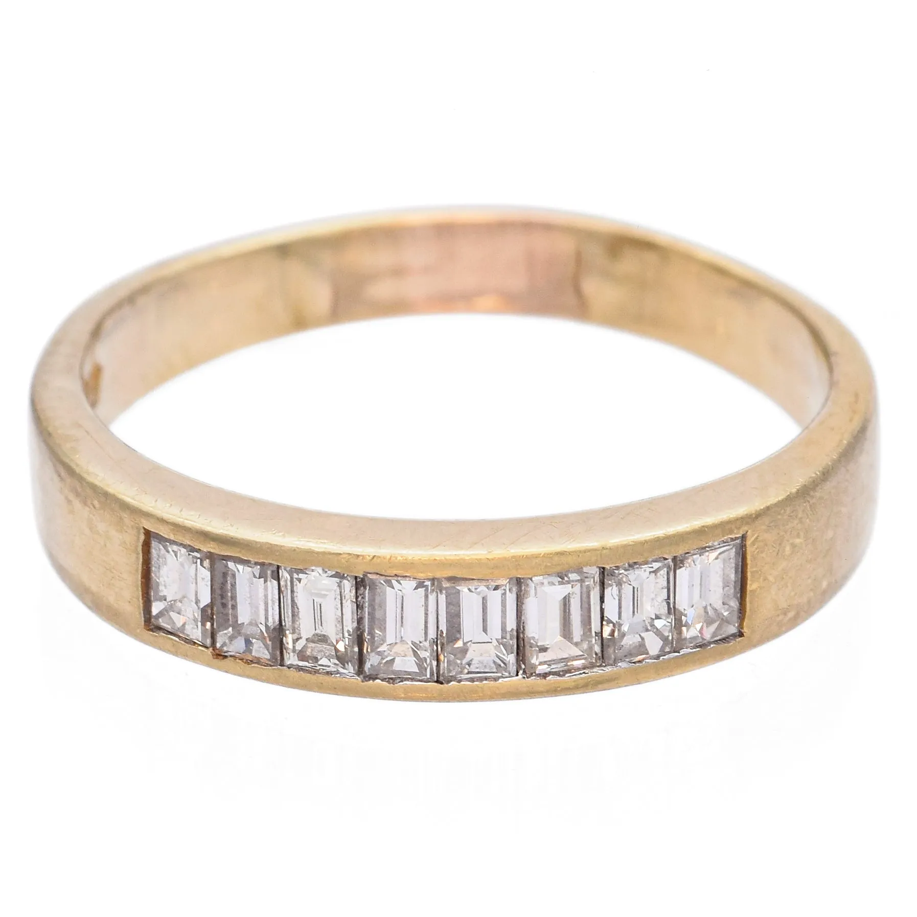 Estate 18K Yellow Gold 0.38 TCW Diamond Baguette Band Ring Size 7.5