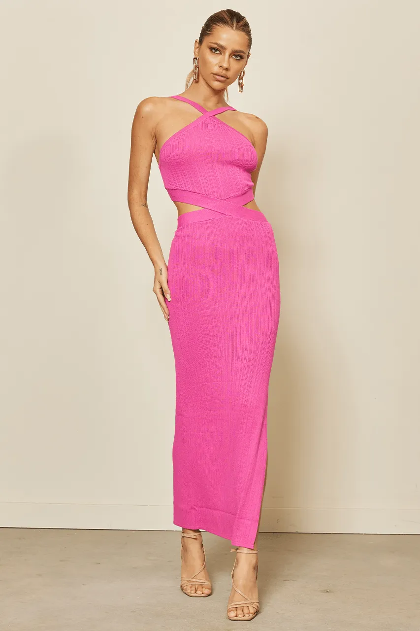 Ferne Midi Dress - Fuchsia