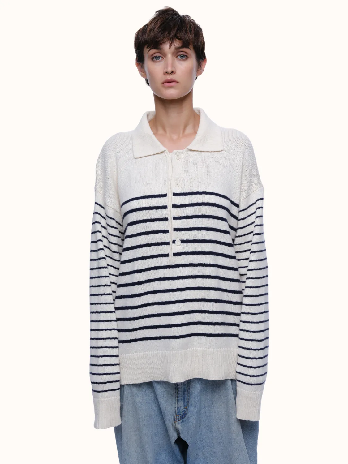 George Collar Sweater in Organic Cotton & Recycled Cashmere