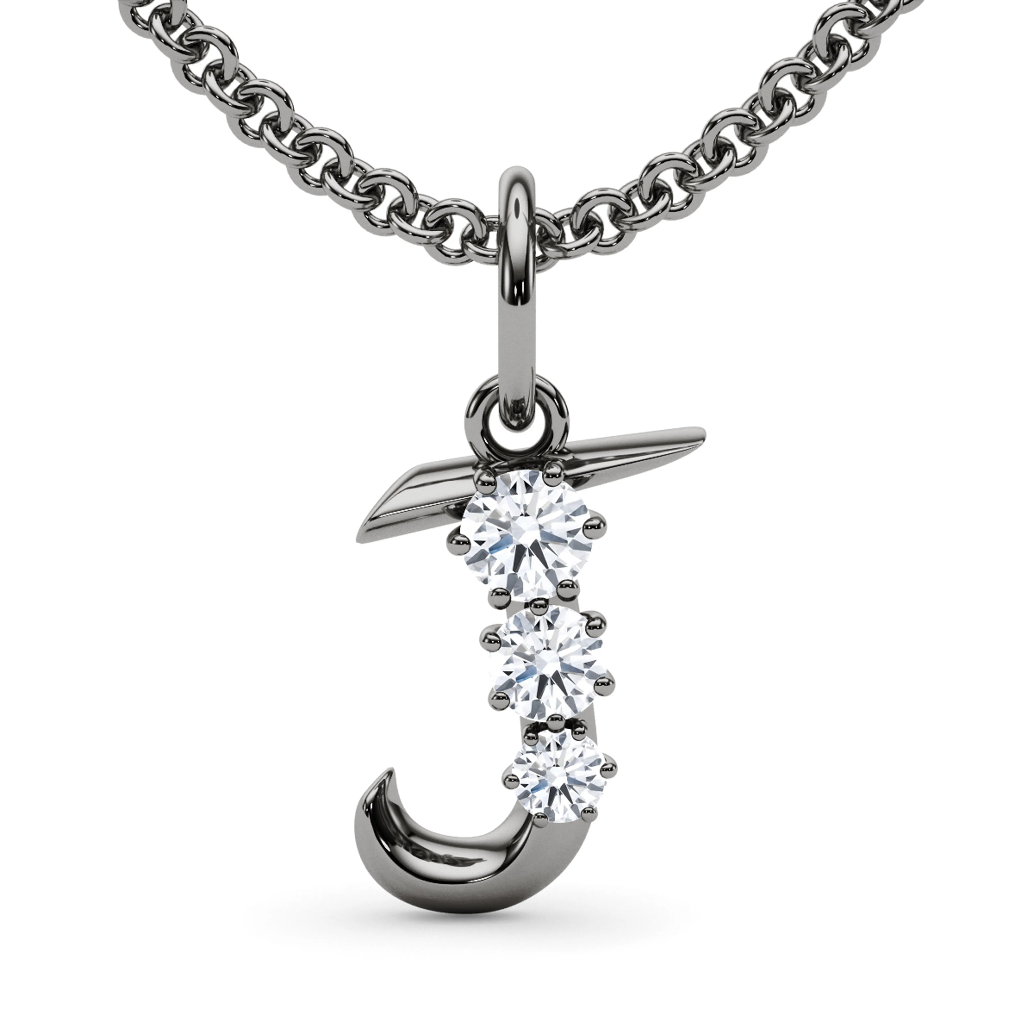 Graduated Diamond Initial Pendant Letter J