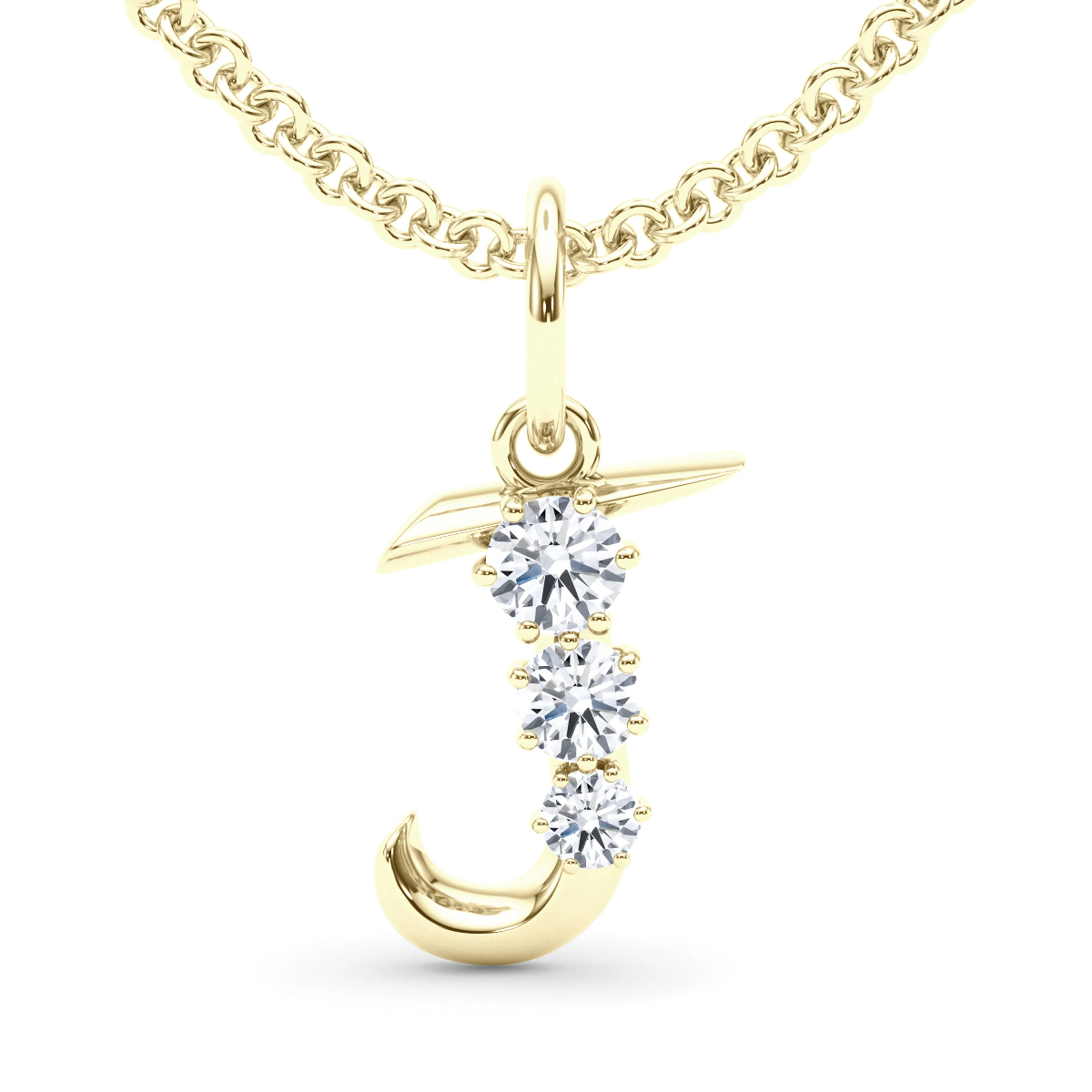 Graduated Diamond Initial Pendant Letter J