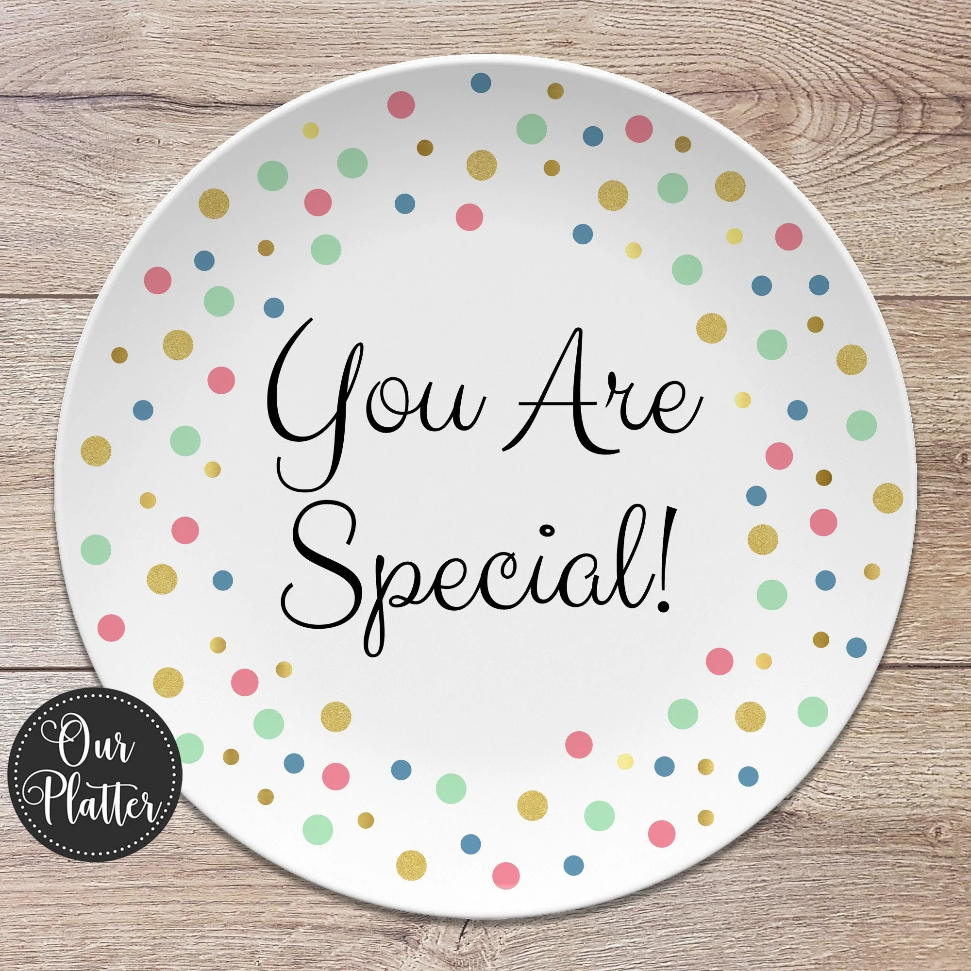 Happy Birthday Personalized Plate, Dots, Sprinkles