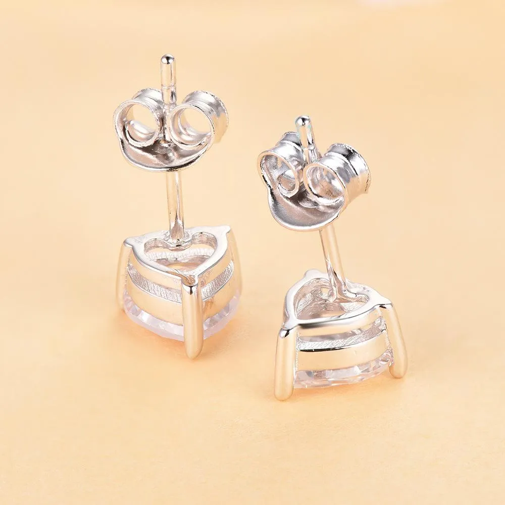 Heart Cut Sterling Silver Stud Earrings