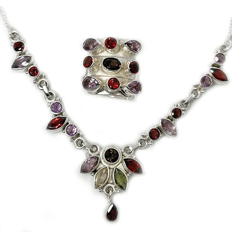 Irdra Amethyst Quartz Garnet Necklace