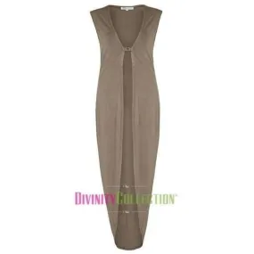 Khaki Jersey Cocoon Vest