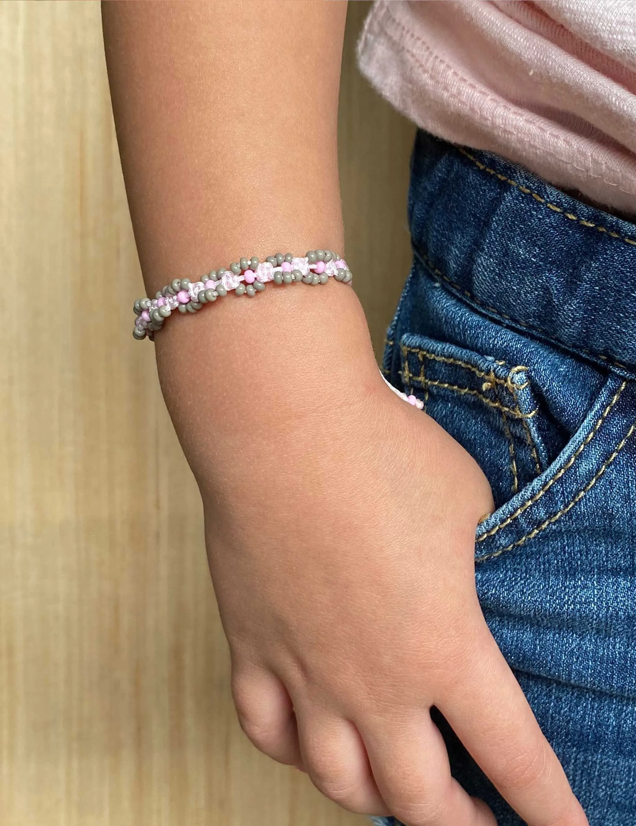 Kids Allison Bracelet in Gray & Pink