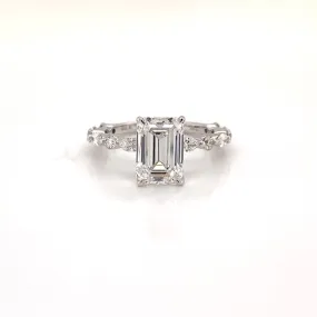 LIN 3 Carat Emerald Cut Lab Grown Diamond Engagement Ring IGI Certified