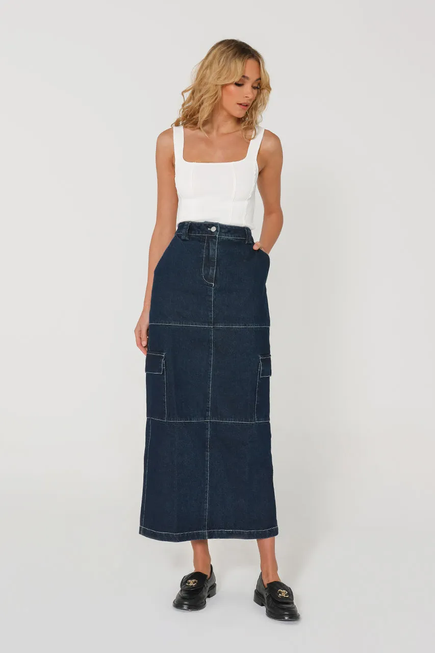 Lisa Cargo Maxi Skirt | Denim