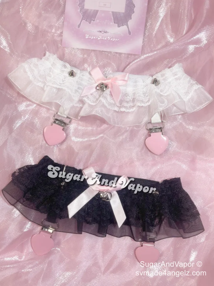 Lottie Lace Pink Bows Leg Garter Belt