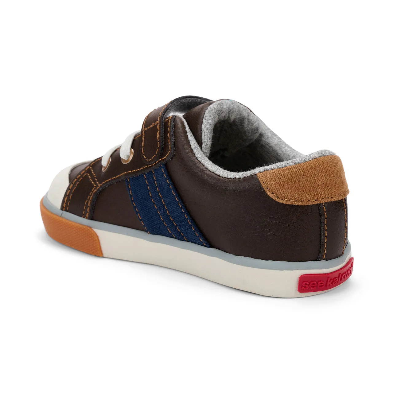 Lucci Kid's Leather Sneaker - Brown/Navy