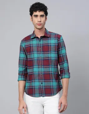 Maroon Checks Printed Shirt