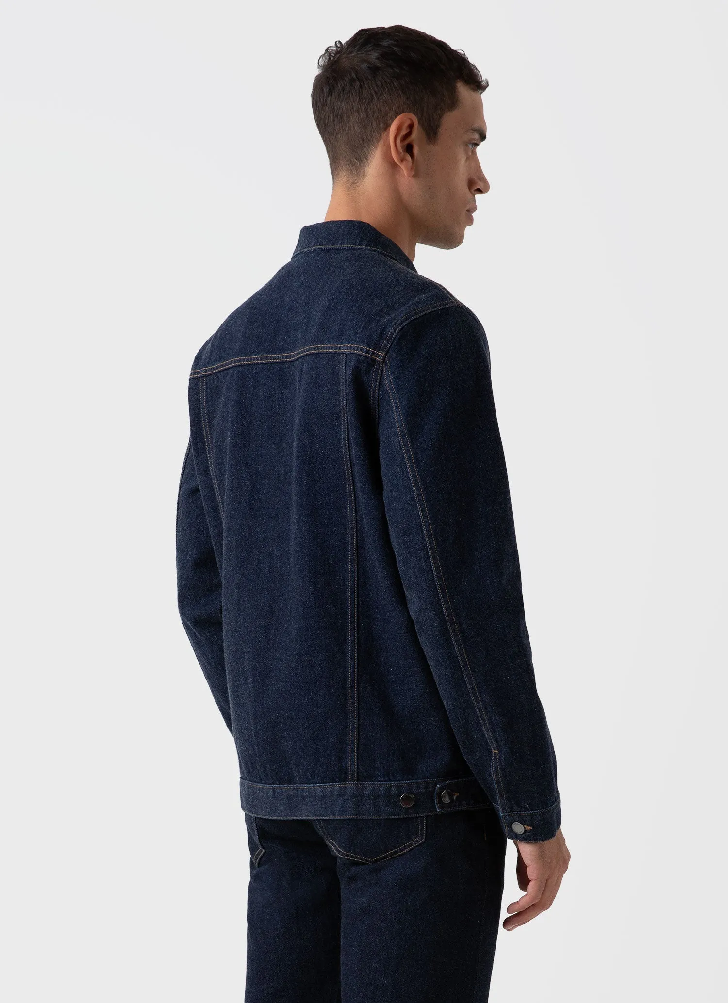 Men's 13oz Japanese Denim Jacket in Rinse Wash Denim